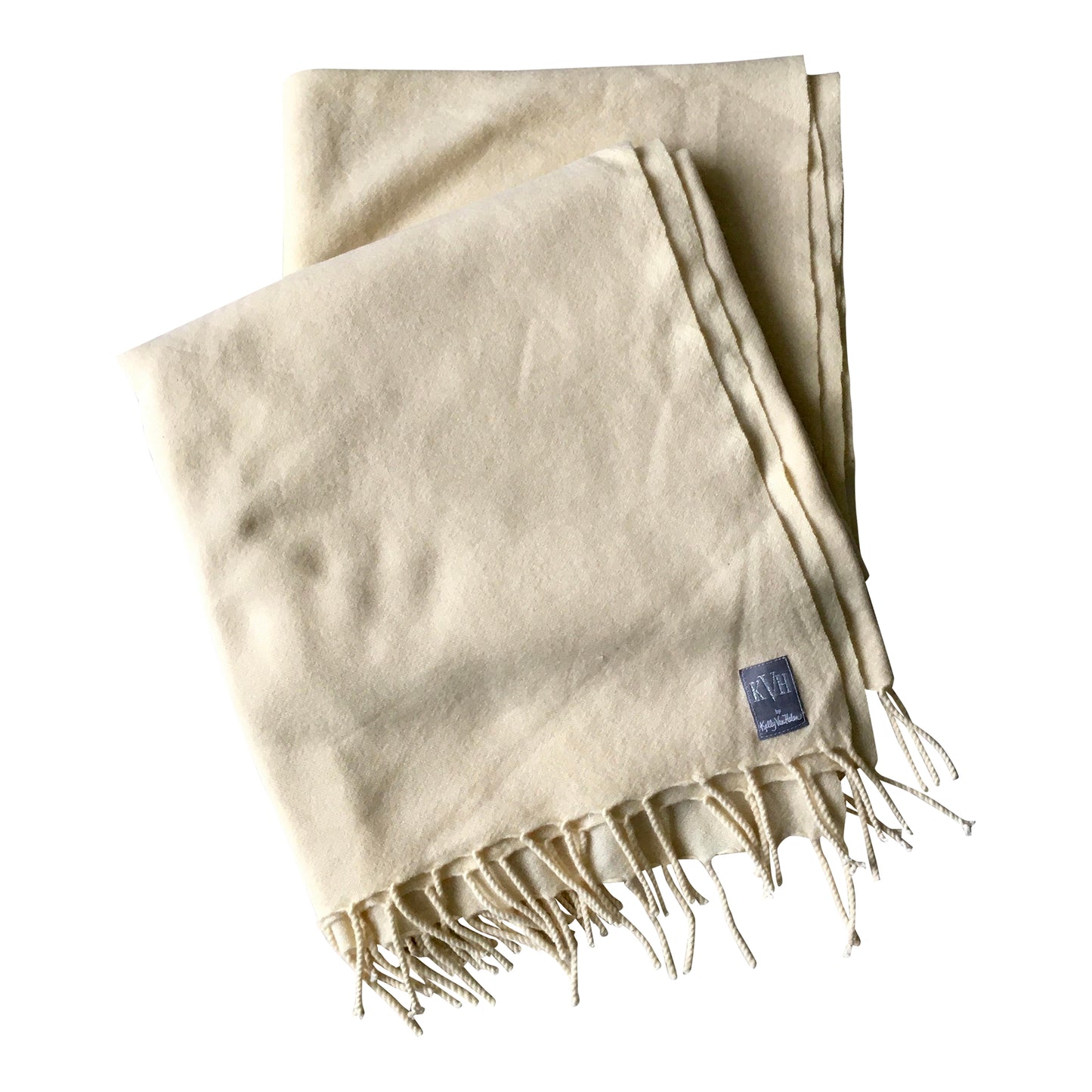 Opulent Cashmere Blanket with Fringe in Winter White